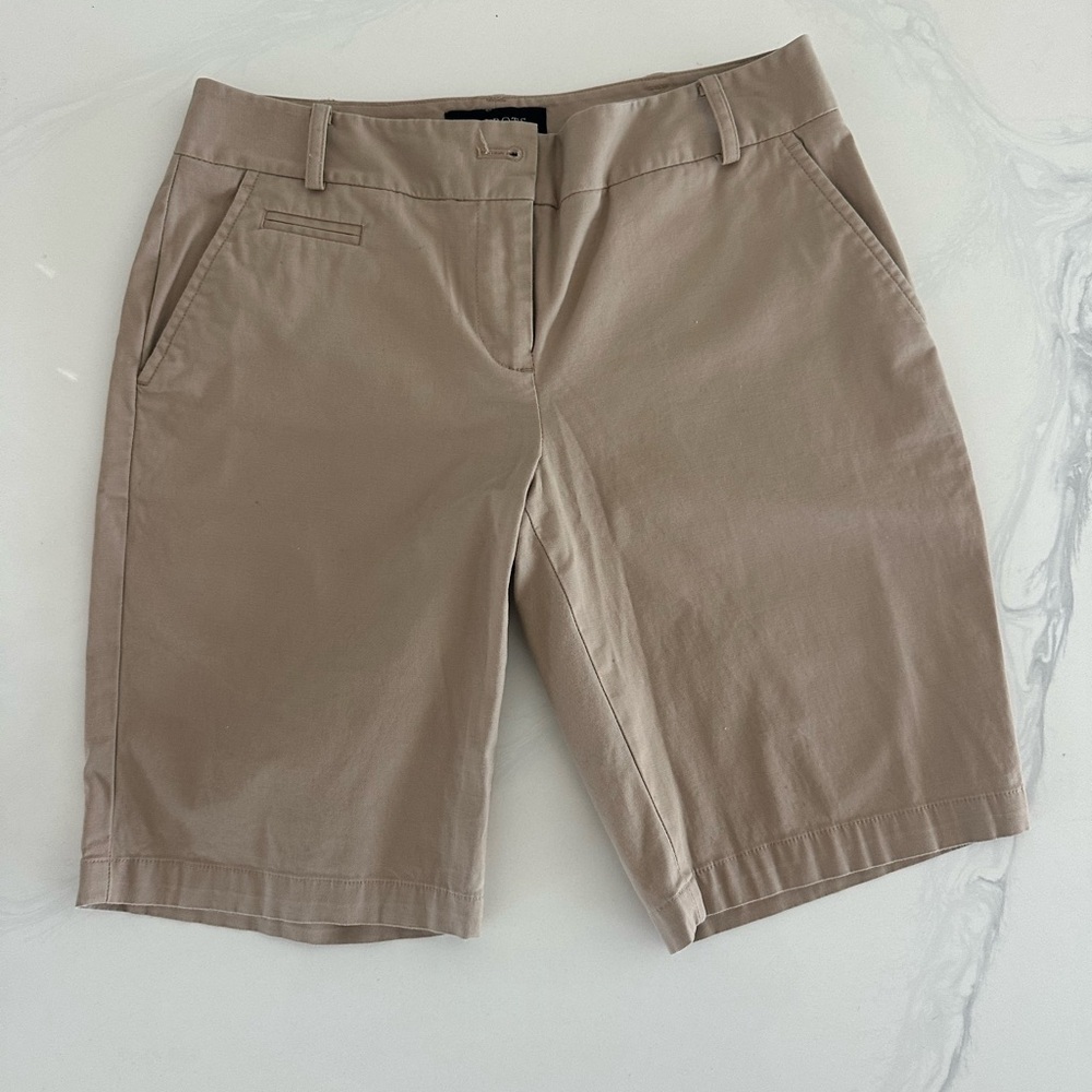 Talbots‎ Tan Bermuda Shorts with Flat-Front Design